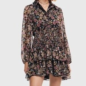 DESIGUAL Sandala black floral mini dress
